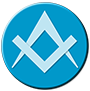 Blue icon with compass and square