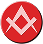 Red icon with compass and square